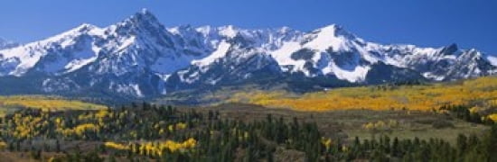 Mountains covered in snow Sneffels Range Colorado USA Canvas Art - Panoramic Images (36 x 12)
