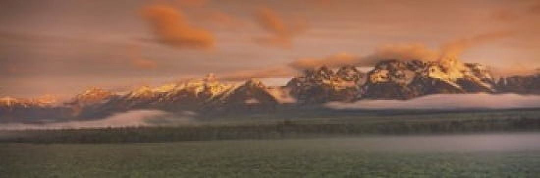 Mountains covered with snow Teton Range Grand Teton National Park Wyoming USA Canvas Art - Panoramic Images (18 x 6)