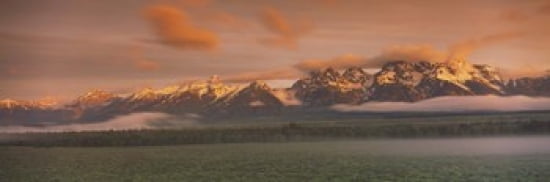 Mountains covered with snow Teton Range Grand Teton National Park Wyoming USA Canvas Art - Panoramic Images (36 x 12)
