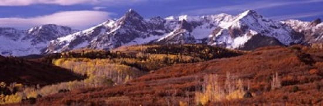 Mountains covered with snow and fall colors near Telluride Colorado USA Canvas Art - Panoramic Images (18 x 6)