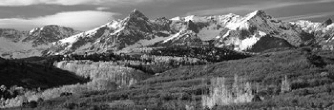 Mountains covered with snow and fall colors near Telluride Colorado USA Canvas Art - Panoramic Images (18 x 6)