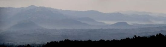 Mountains in mist at dawn Rwanda Canvas Art - Panoramic Images (40 x 12)
