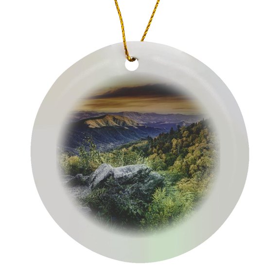 3drose, Mountainside Along the Blue Ridge Parkway, Circle Porcelain Ornament