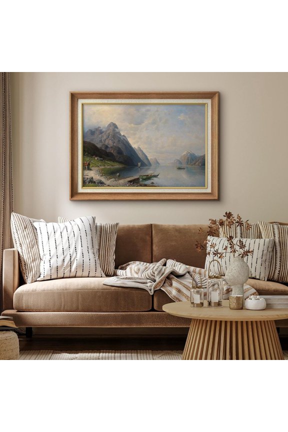 Mountainside Country Lake Landscape Unframed Paper Print