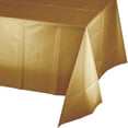 thumbnail image 1 of Mountclear Disposable Plastic Tablecloths for Parties [Pack of 12] 54x108 Rectangle Table Cover for Indoor & Outdoor Tables- Waterproof Tablecloth for Birthdays, Weddings, Parties [Gold], 1 of 4
