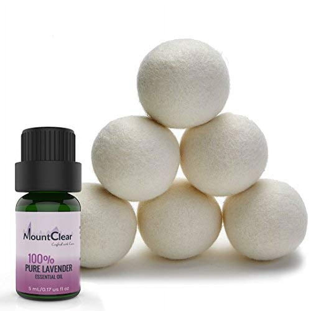 Mountclear Wool Dryer Balls-Lavender Scented Oil Fabric Softener-All  Natural,Che