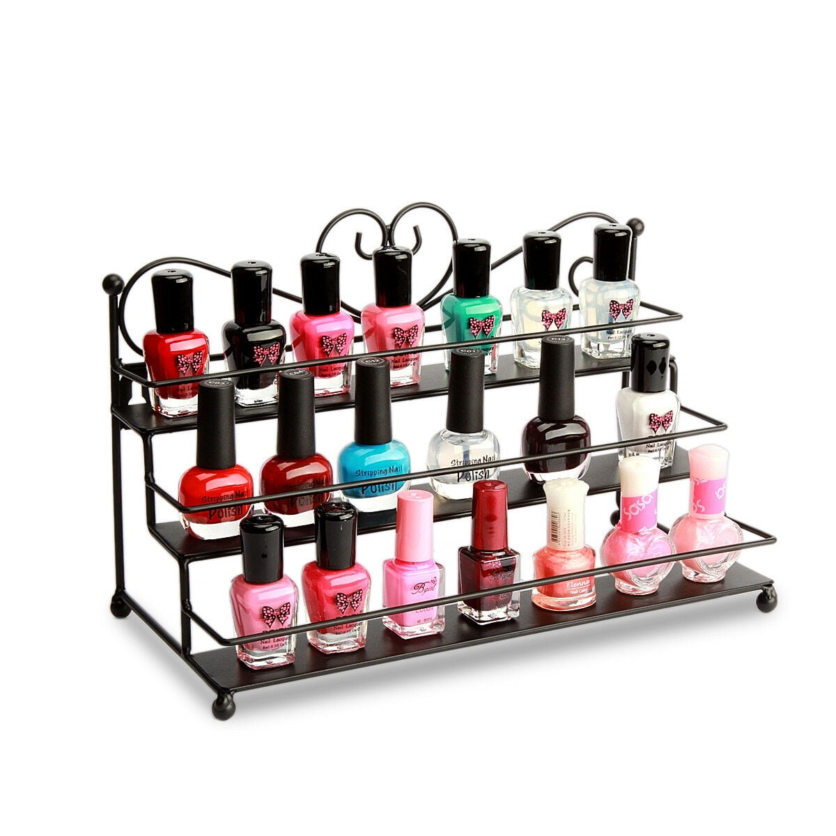 Mounted 3 Tier Metal Shelf Nail Polish Wall Rack Essential Oils Perfume ...