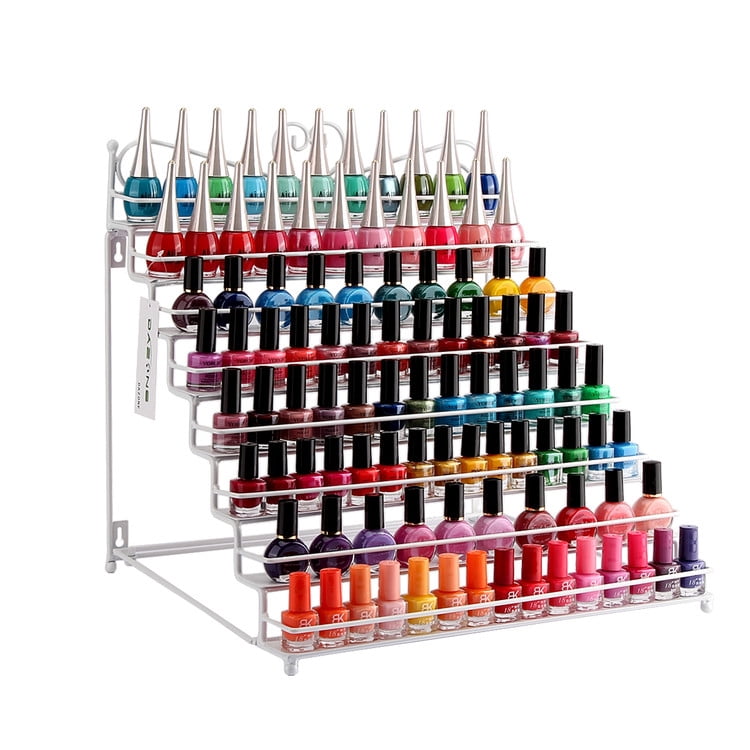 Mounted 8 Tier Metal Shelf Nail Polish Wall Rack Essential Oils Perfume ...