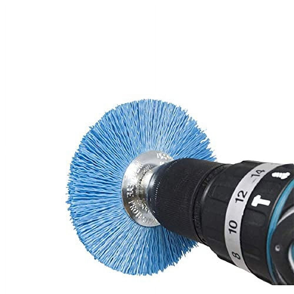 Mounted Nylon Wire Wheel, Medium Grit, 1/4" Drill Shank, Perfect For