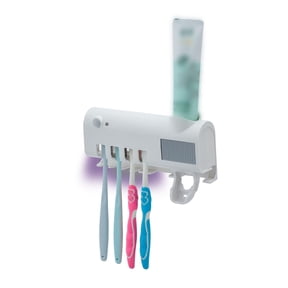 Mounted Toothbrush Holder with UV Light and Rechargeable Battery, Helps Reduce Bacteria and Maintain Toothbrush Cleanliness, Smart Timer Function(White induction model)