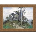 thumbnail image 1 of Mounted knights 24x18 Gold Ornate Wood Framed Canvas Art by Viktor Vasnetsov, 1 of 2