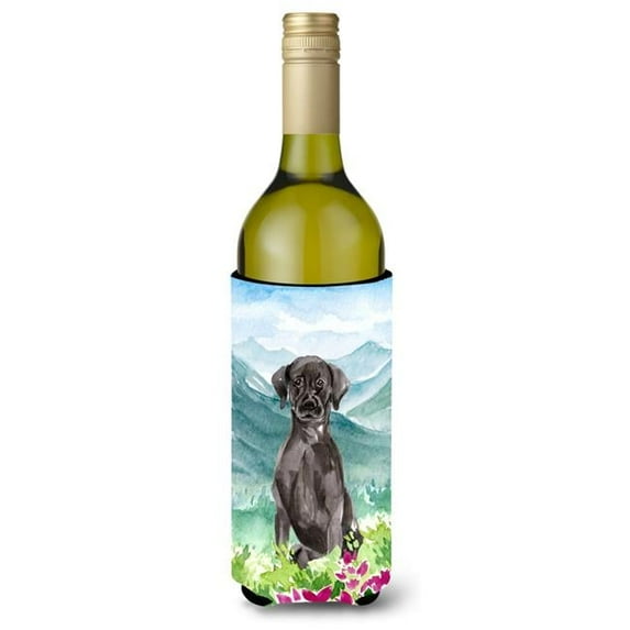 Mountian Flowers Black Lab Wine Bottle Beverage Insulator Hugger