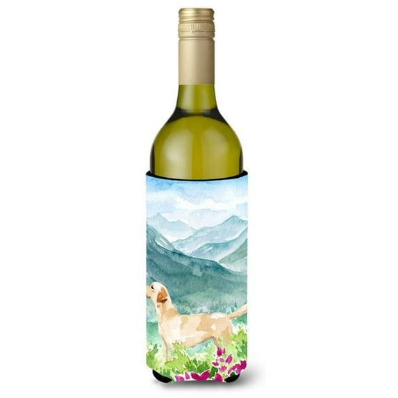 Mountian Flowers Yellow Labrador Wine Bottle Beverage Insulator Hugger