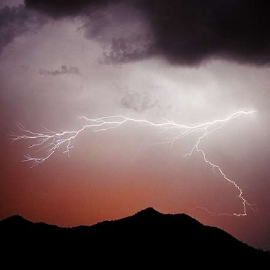 Mountian Lightning Sq Canvas Art - Douglas Taylor (24 x 24)