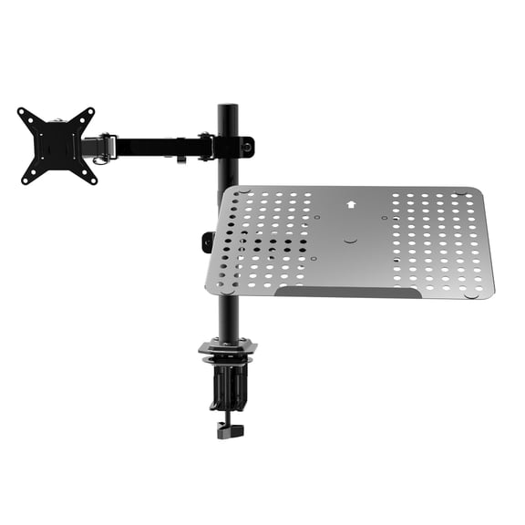 Mounting Binge Single Monitor and Laptop Desk Mount for Up to 32" Monitor & 17" Laptop, Adjustable Full Motion Arm with Tilt, Swivel, 360 Rotation, Heavy Duty, Vesa Compatible