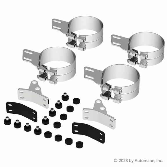 Mounting Kit 7in Stack Compatible with Peterbilt Applications  Includes Brackets Clamps and Mounting Bushings