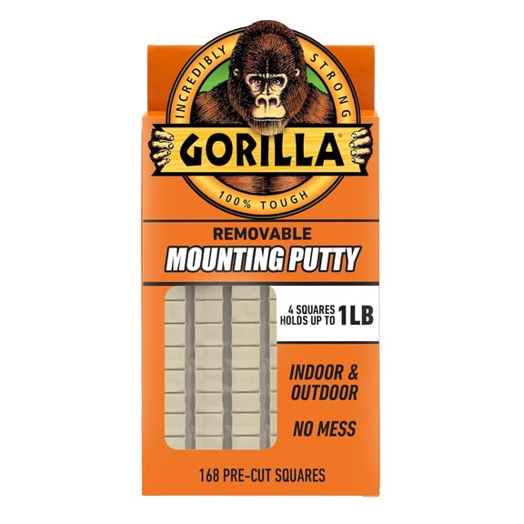 Mounting Putty, Natural Tan Color, 168 Pre-Cut Squares (Pack of 1) - Non-Toxic Removable & Repositionable Wall Putty