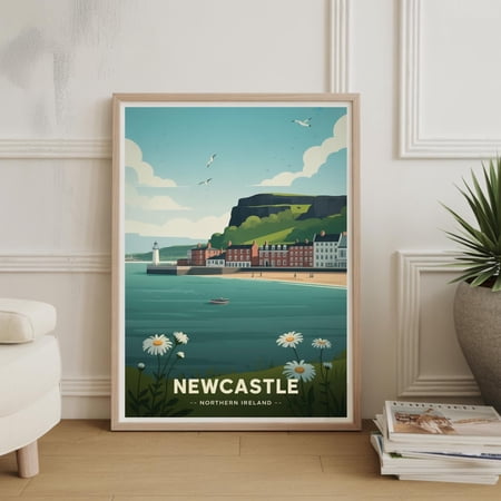 Mourne Mountains Newcastle County Down Ireland Travel Poster, Irish Landscape Decor , Poster Print Only