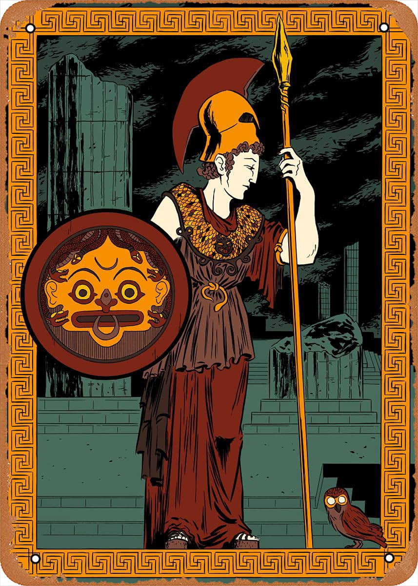 Mourning Athena Comic Style Retro Vintage Decorative Metal Aluminium ...