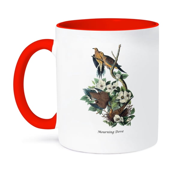 3dRose, Mourning Dove by John James Audubon, 11oz Two-Tone Red Mug