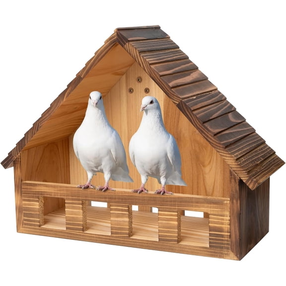 Mourning Dove Nesting Box, Carbonized Cedar Birdhouses for Outdoor Doves and Other Small Birds