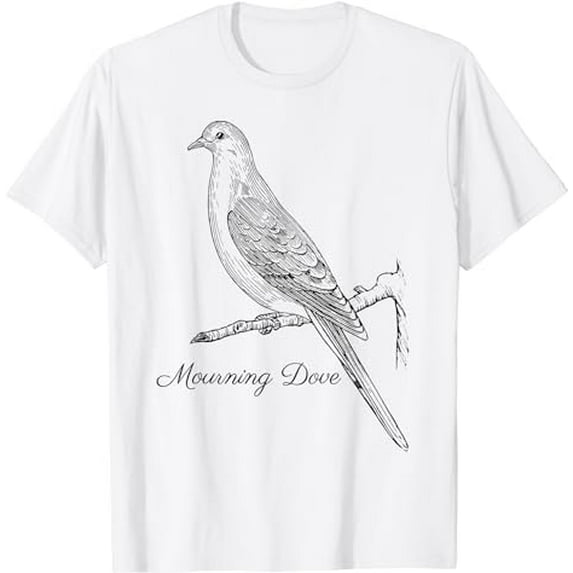Mourning Dove T-Shirt Bird Tee Shirt Ornithology Black Lines