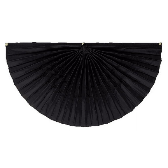Mourning Nylon Pleated Fans by Old Glory Bunting - 2' x 4' Funeral Flag Bunting! Fully Sewn All Black Memorial Pleated Fan Flag Bunting Banner. Proudly Made in the USA!