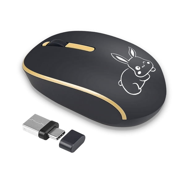 Mouse 2.4G RGB 1200 DPI Quiet Ergonomic Mouse with 3 Buttons for PC Computer Laptop Mice USB Adapter