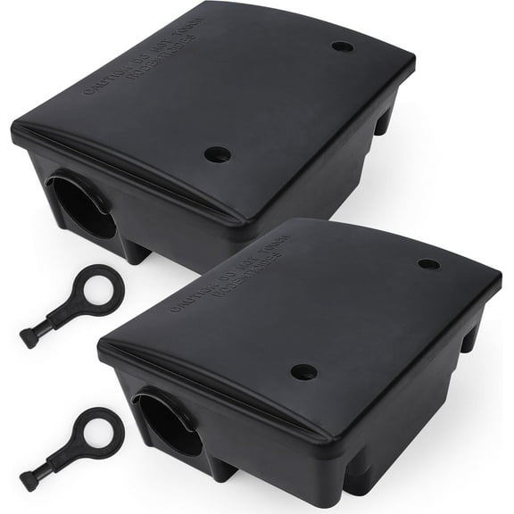 Mouse Bait Station with Key-Locking Box Child & Pet-Safe@, Rodent Bait Station for Outdoor Indoor use, Rat Bait Stations 2 Pack (10''7.5''4'')#!