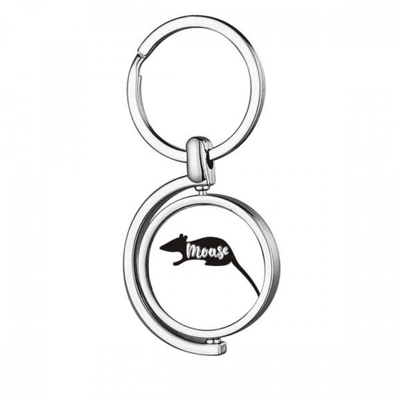 Mouse Black And White Animal Rotating Keychain Metal Keyring Holder