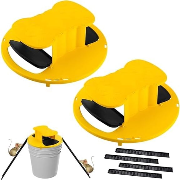 Mouse Bucket Trap5 Gallon Bucket Lid Mouse Trap,Humane Rat Trap for Indoor or Outdoor, Mouse Trap Bucket Lid Auto Reset- 2 Pack$$Garden & Patio
