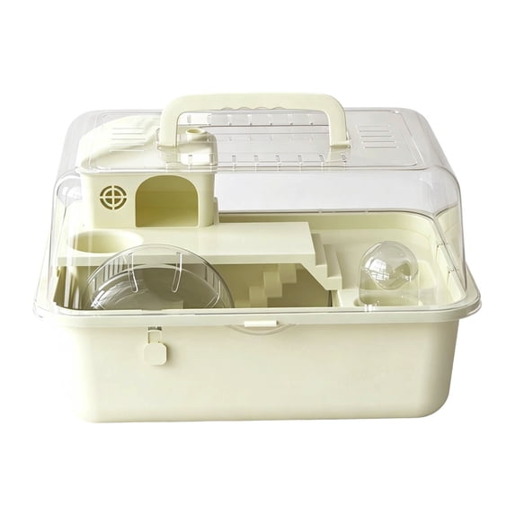 Mouse Cage with Water Bottle and Play Enclosure, Transparent Small Pet Hamster Cages for Mice Gerbil Hedgehog, Indoor Outdoor Travel Home with Running Wheel