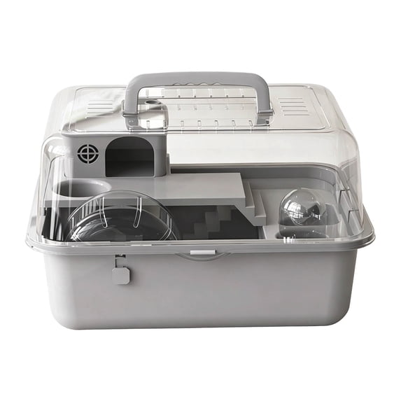 Mouse Cage with Water Bottle and Play Enclosure, Transparent Small Pet Hamster Cages for Mice Gerbil Hedgehog, Indoor Outdoor Travel Home with Running Wheel
