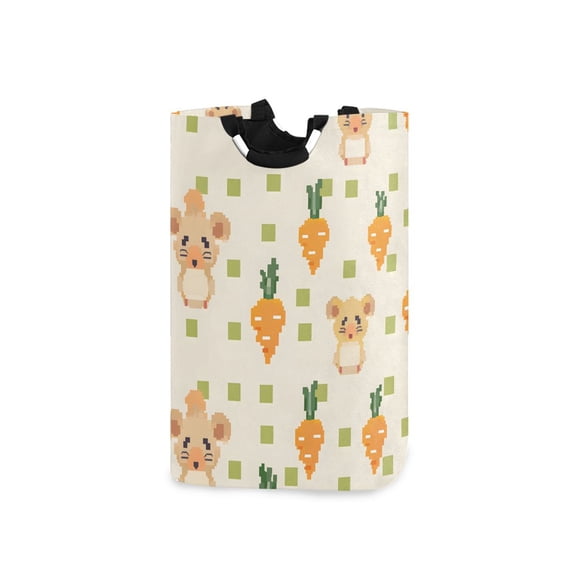 Mouse Carrot Pixel Style Laundry Basket with Handles Foldable Laundry Hamper Freestanding Washing Bin 50L