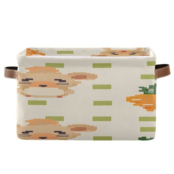 Mouse Carrot Pixel Style Square Storage Bins with Handles Collapsible Containing Box 1 Pack