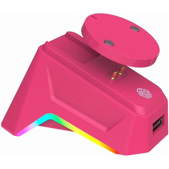Mouse Charging Dock Compatible with Logitech GPW4/GProX/G502/X/G903, RGB Magnetic Charging Stand with USB Receiver Slot (Red)