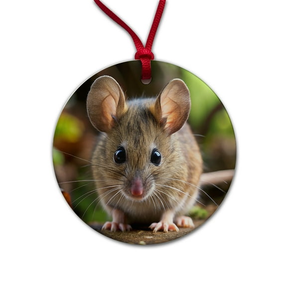 Mouse Christmas Tree Holiday Round Ceramic Ornament