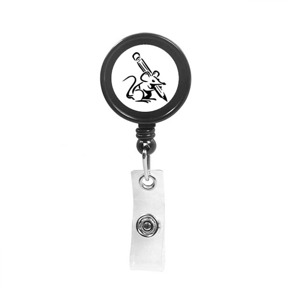 Mouse Clever Writing Outline Exquisite Retractable Keychain Badge Holder ID Badge