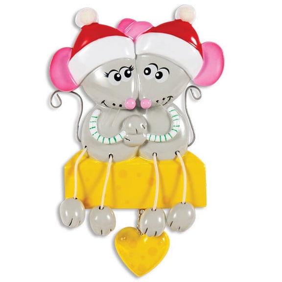 Mouse Couple On Cheese Personalized Christmas Ornament DO-IT-YOURSELF