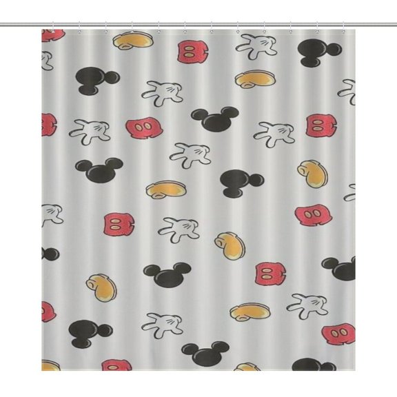 Mouse Design Shower Curtain Modern Home Bathroom Bathtub Decor Waterproof Fabric with Hooks