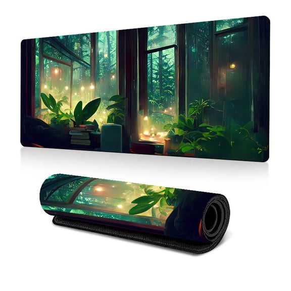 Mouse Desk Pad Kawaii Green Desk Decor Mat, Large Gaming Mouse Pad for Desk Computer Keyboard Laptop, Desk Decor Home Office Accessories for Girl (31.5x11.8in)
