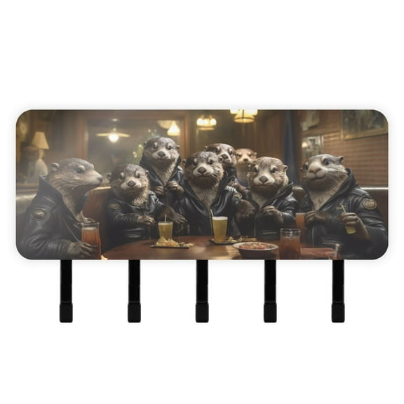 Mouse Drink Lamb Desk Mail Holder Organizer Wall Mount with Shelf Key Holder Key Rack with 5 Key Hooks for Wall Decorative