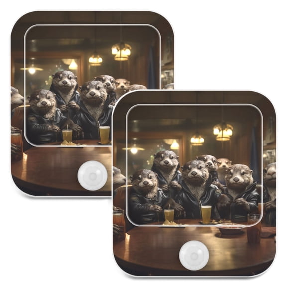 Mouse Drink Lamb Desk Night Lights Plug into Wall LED with Auto Light Sensor Warm Light for Kids Hallway Bedroom Living Room Kitchen Bathroom Set of 2