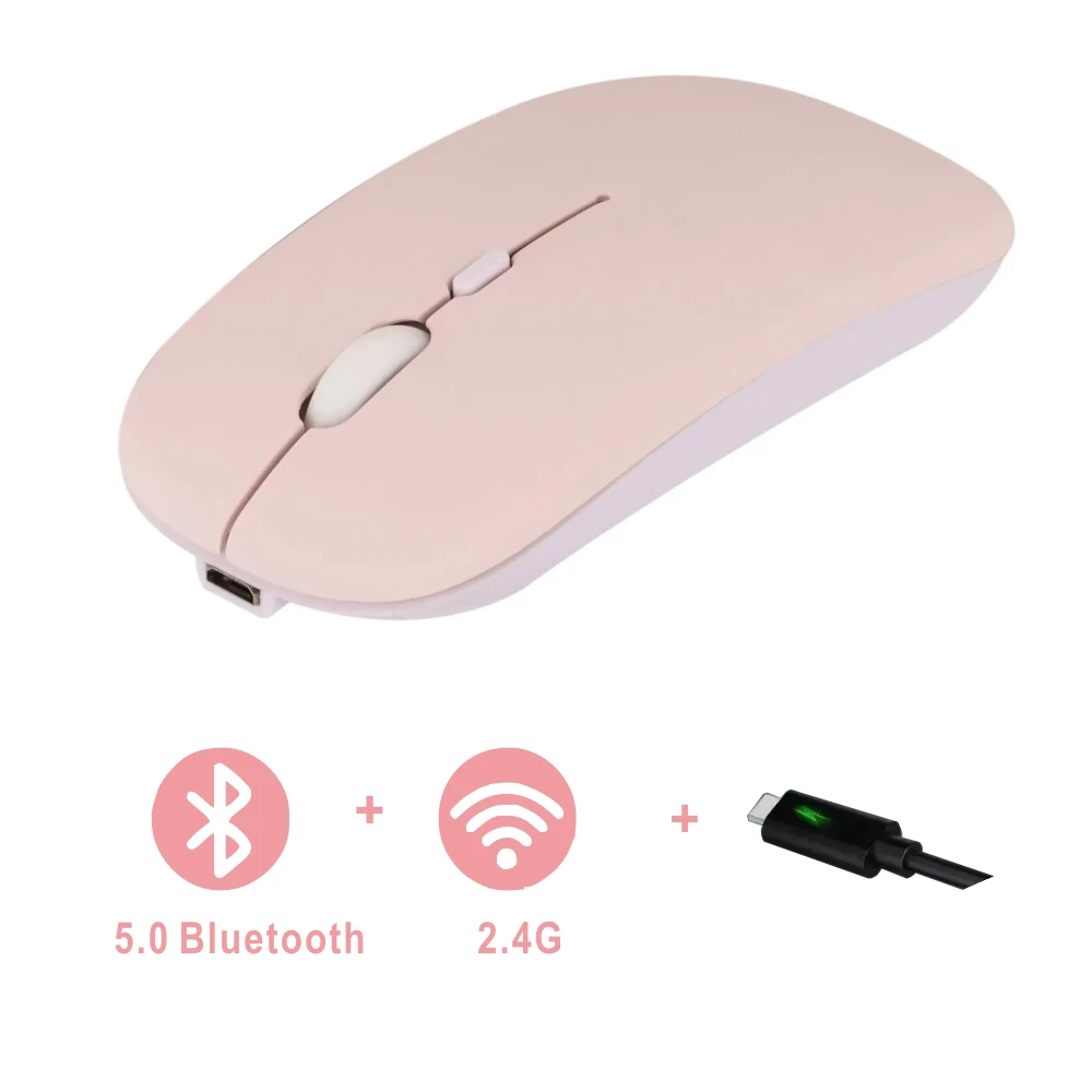 New Gaming Mouse Wireless Bluetooth Dual Mode Silent Rechargeable USB 2.4G DPI 1600 Optical Ergonomics Suitable for Laptops
