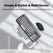 Mouse Dual-mode Wireless Keyboard & Mice Combo 2.4G BT5.0 Membrane Keyboard BT 3-Channels Can C Connect Four Devices Rechargeable Keyboard Two Mode Connectivity Ergonomic Design