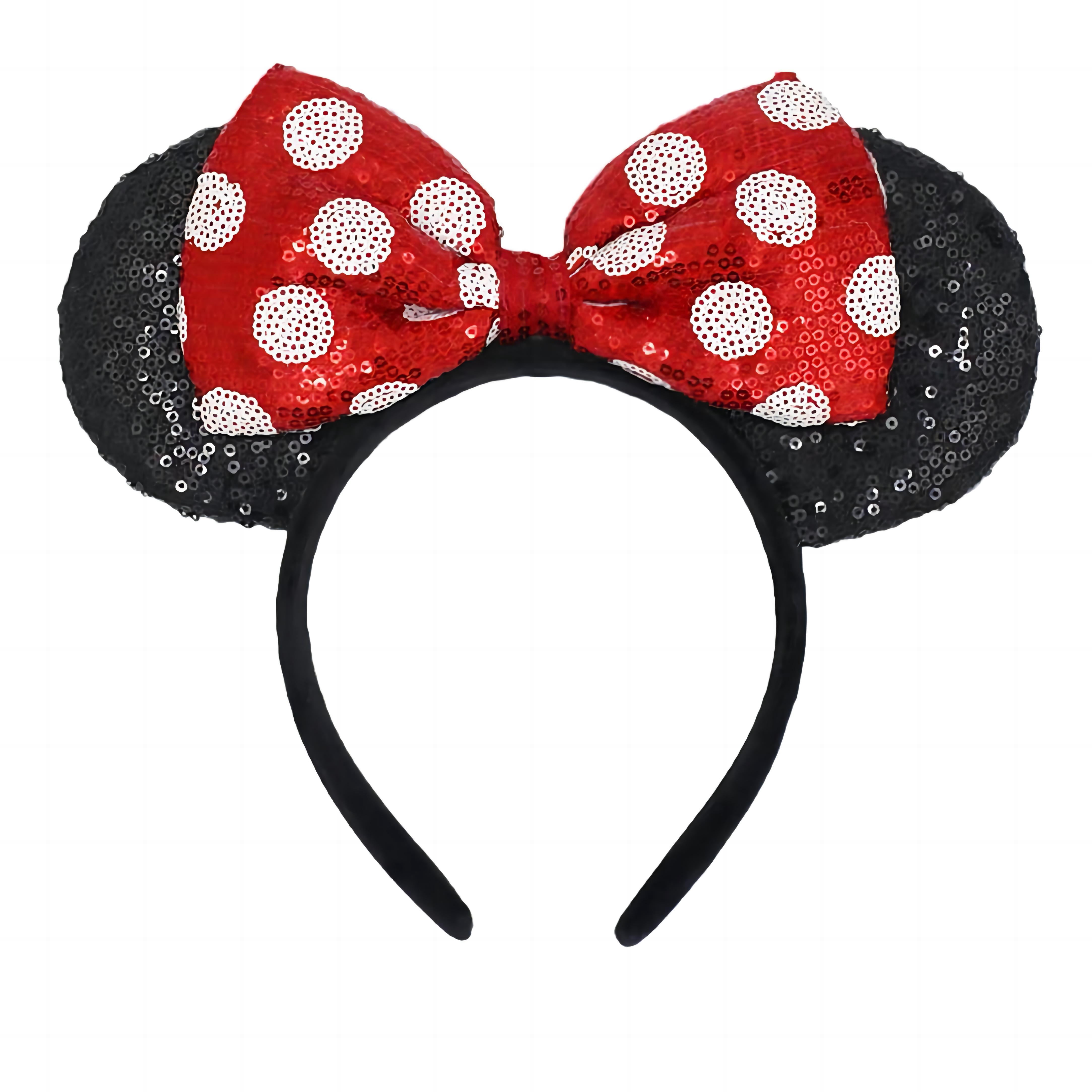 AQOKKA Mouse Ears Headband With Sparkly Bow - Minnie Ears Cosplay Hair Accessory For Parties, Theme Parks 1 thumbnail image