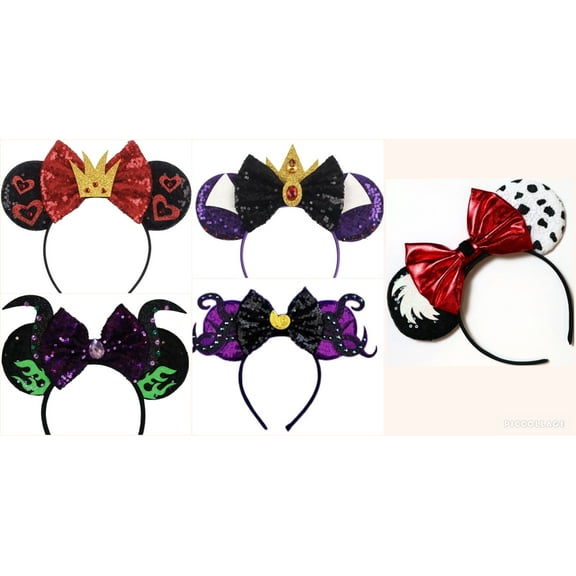 Mouse Ears VILLAINS Headband 5 Pk Ursula Queen Maleficent Cruella