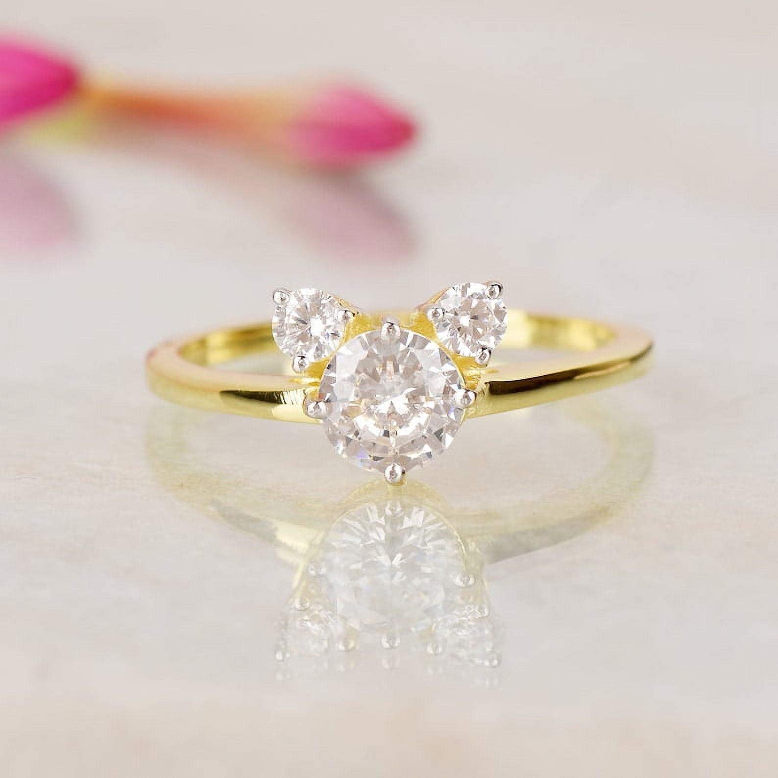 Mouse Engagement Ring, Sterling Silver Ring, Wedding Ring, Three Stone