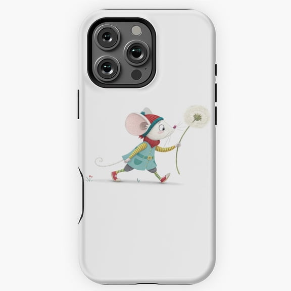 Mouse Girl With Dandelion Phone Case for iPhone 11 12 13 14 15 16 17 Pro Max