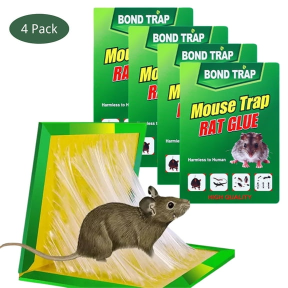 Mouse Glue Traps Indoor for Home, 4 Pack Sticky Traps for Mice and Rats, Glue Boards for Pest Control